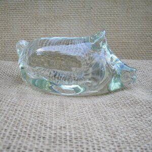 Vintage Handmade Art Glass Pig Figurine